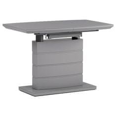 Autronic Moderný jedálenský stôl Jídelní stůl 110+40x70 cm, šedá 4 mm skleněná deska, MDF, šedý matný lak (HT-420 GREY)