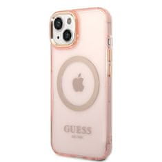 Guess Kryt na mobil Translucent MagSafe na Apple iPhone 14 - růžový