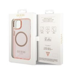 Guess Kryt na mobil Translucent MagSafe na Apple iPhone 14 - růžový