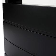 Autronic Moderný jedálenský stôl Jídelní stůl 110+40x70 cm, černá 4 mm skleněná deska, MDF, černý matný lak (HT-420 BK)