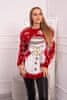 Dámsky vianočný sveter so snehuliakom Well červená univerzálny