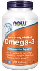 NOW Foods Omega-3, molekulárne destilované, 200 softgelových kapsúl