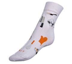 Ponožky Kuchár - 35-38 - biela, šedá, oranžová