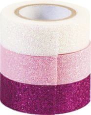 KNORR Dekoračná lepiaca páska glitter - ružová 3 ks