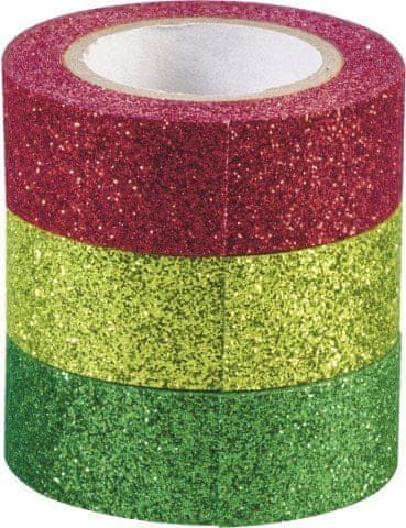 KNORR Dekoračná lepiaca páska glitter - vianočná 3 ks