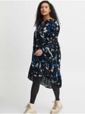 Fransa Čierno-modré dámske vzorované šaty Fransa 48