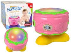 Lean-toys Interaktívny hrací bubon pre batoľatá Ružový
