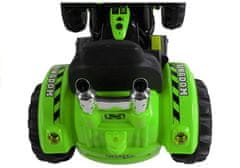 Lean-toys Batériový traktor s lyžicovým rýpadlom zelený