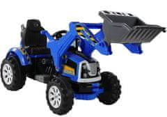 Lean-toys Batériový traktor s lyžicovým rýpadlom modrý