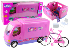 shumee Camper Camping Ružové vozidlo na bicykel pre bábiky 50 cm