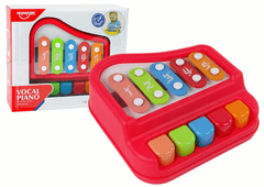 Lean-toys Klavírne činely Červený nástroj pre deti dojčatá