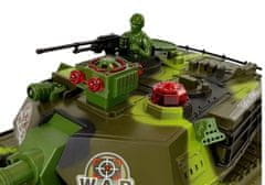 Lean-toys Veľký R/C 2,4 Ghz diaľkovo ovládaný tank Svetlá Zvuk Streľba Zelená