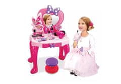 Lean-toys Kozmetická súprava Detská dievčenská toaletná súprava so zrkadlom Zvuky Svetlá Stolička