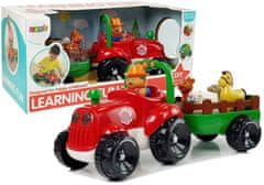 Lean-toys Traktor s prívesom, Zvieratká pre deti so svetlom na batérie Zvuk