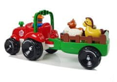 Lean-toys Traktor s prívesom, Zvieratká pre deti so svetlom na batérie Zvuk
