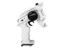 Lean-toys Odpaľovacia pištoľ Auto 2 v 1 Diaľkovo ovládané penové disky biele 2,4 G