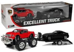 Lean-toys Sada vozidiel Červený Monster Truck Čierne BMW Nákladné auto 58 cm