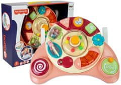 Lean-toys Interaktívny panel Detská hračka Hudba Zvuky zvierat Ružová