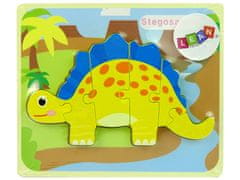 shumee Drevené puzzle Dinosaurus Stegosaurus žltý Oviraptor žltý