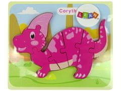 shumee Drevené puzzle Dinosaurus Corythosaurus Pink Spinosaurus Fialový
