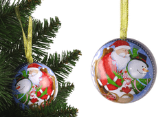 Lean-toys Kovový vianočný stromček Dekoratívna kovová bomba Santa so snehuliakom Modrá