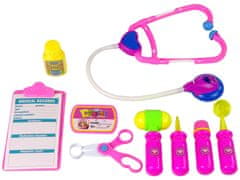 Lean-toys Lekárska súprava nástrojov na batérie Ružový kufrík