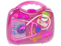 Lean-toys Lekárska súprava nástrojov na batérie Ružový kufrík