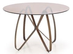 Halmar Okrúhly sklenený jedálenský stôl Lungo - hnedá / zlatá