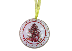 Lean-toys Vianočná kovová bomba Ozdoba na vianočný stromček s darčekmi