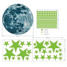Severno Fluorescenčné samolepky - mesiac a hviezdy 437 ks.