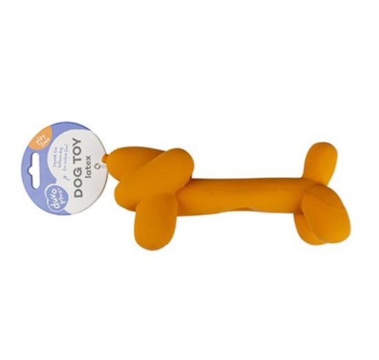 Duvo+ Hračka latexový balón jazvečík, pískajúci, oranžový 18x5,5x8 cm
