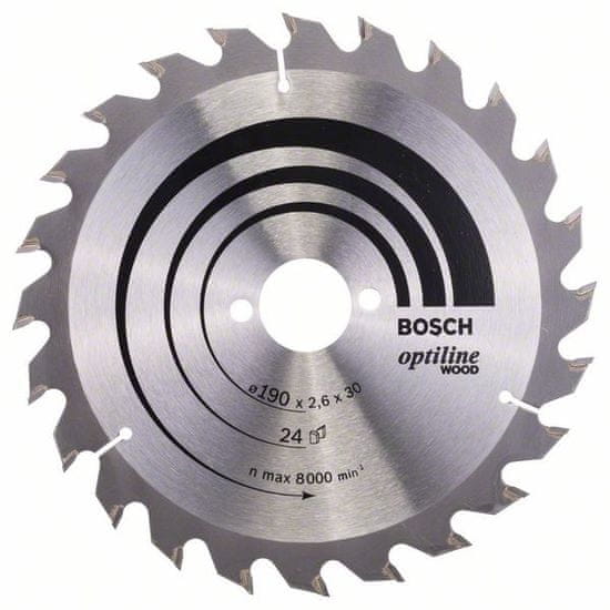 Bosch Pílový kotúč Optiline Wood 190x30x2,6 mm 24Z