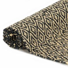 Vidaxl Ručne tkaný Chindi koberec čierny 190x280 cm kožený a bavlnený