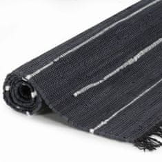 Vidaxl Ručne tkaný koberec Chindi antracitový 160x230 cm bavlnený