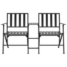 Vidaxl Skladacia záhradná lavička pre 2 osoby, 137 cm, čierna, oceľ