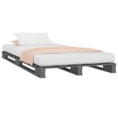 Vidaxl Paletová posteľ, sivá 100x200 cm, borovicový masív