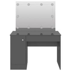 Vidaxl Toaletný stolík s LED svetlami 110x55x145 cm MDF lesklý sivý
