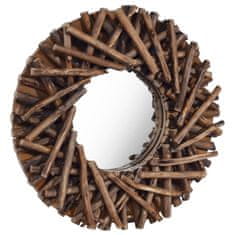 Vidaxl Nástenné zrkadlo 40 cm teakové drevo okrúhle