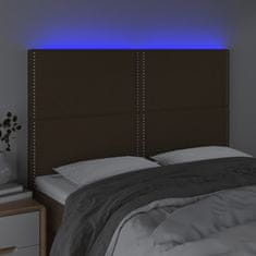 shumee Čelo postele s LED tmavohendé 147x16x118/128 cm látka