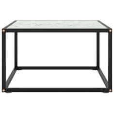 Vidaxl Konferenčný stolík, čierny, biele mramorové sklo 60x60x35 cm