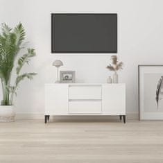 shumee TV skrinka lesklá biela 102x44,5x50 cm spracované drevo