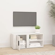 shumee TV skrinka lesklá biela 80x31,5x36 cm spracované drevo