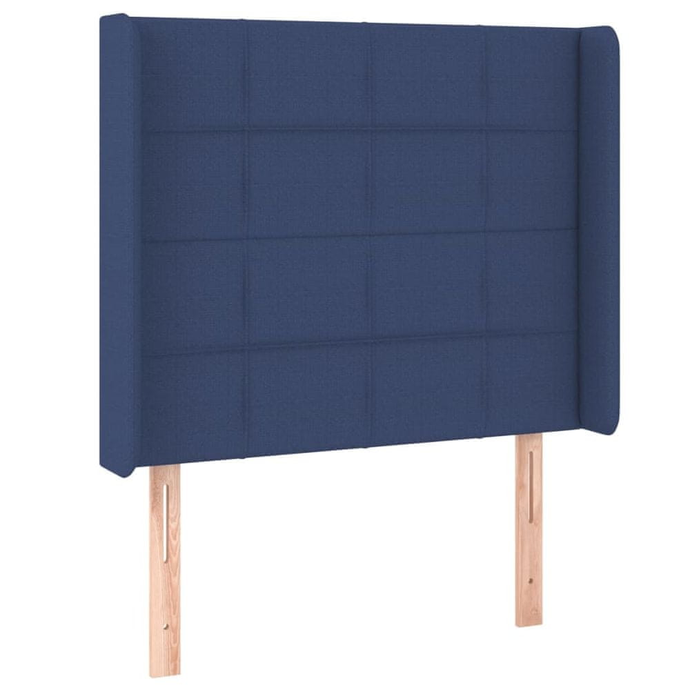 Vidaxl Čelo postele so záhybmi modré 83x16x118/128 cm látka