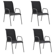 Petromila vidaXL Stohovateľné záhradné stoličky 4 ks oceľ a textilén čierne