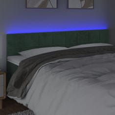 shumee Čelo postele s LED tmavozelené 200x5x78/88 cm zamat