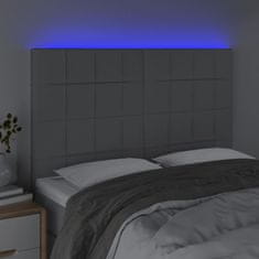 shumee Čelo postele s LED bledosivé 147x16x118/128 cm látka