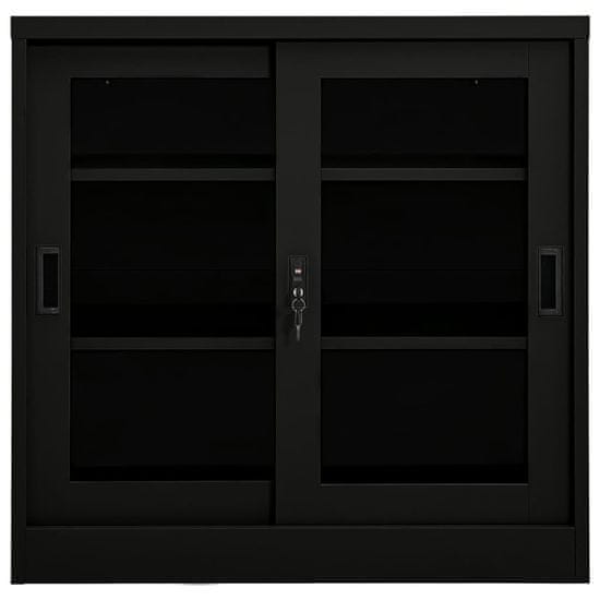 Vidaxl Skriňa s posuvnými dverami čierna 90x40x90 cm oceľ
