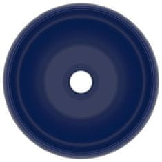 Vidaxl Luxusné umývadlo, okrúhle, matné tmavomodré 40x15 cm, keramika