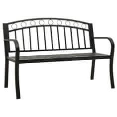 Vidaxl Záhradná lavička so stolíkom 125 cm oceľ čierna