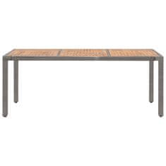 Vidaxl Záhradný stôl, sivý 190x90x75 cm, polyratan a akáciový masív